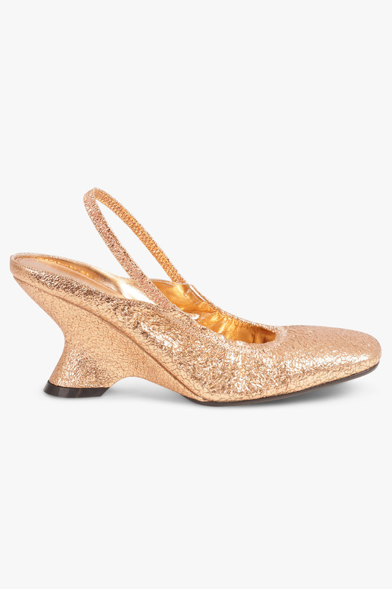 Dries Van Noten METALLIC CLOSED TOE 75MM SLINGBACK HEEL | SALMON outlook