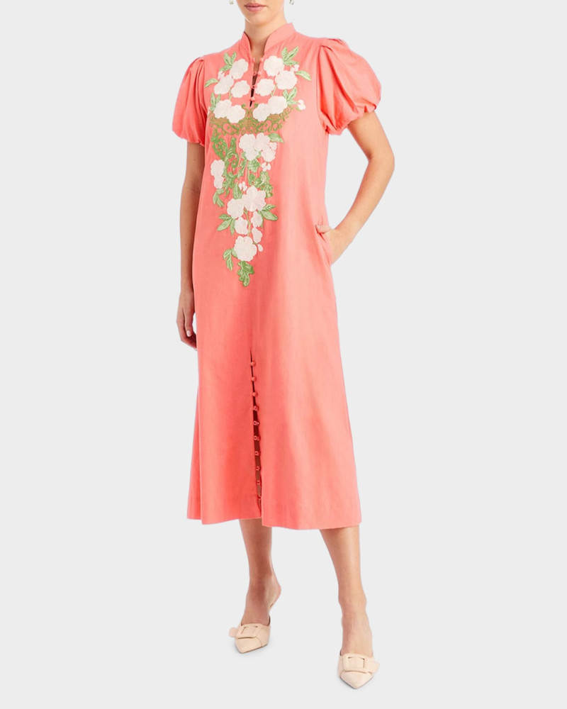MESTIZA NEW YORK Elliana Floral-Embroidered Midi Shift Dress outlook