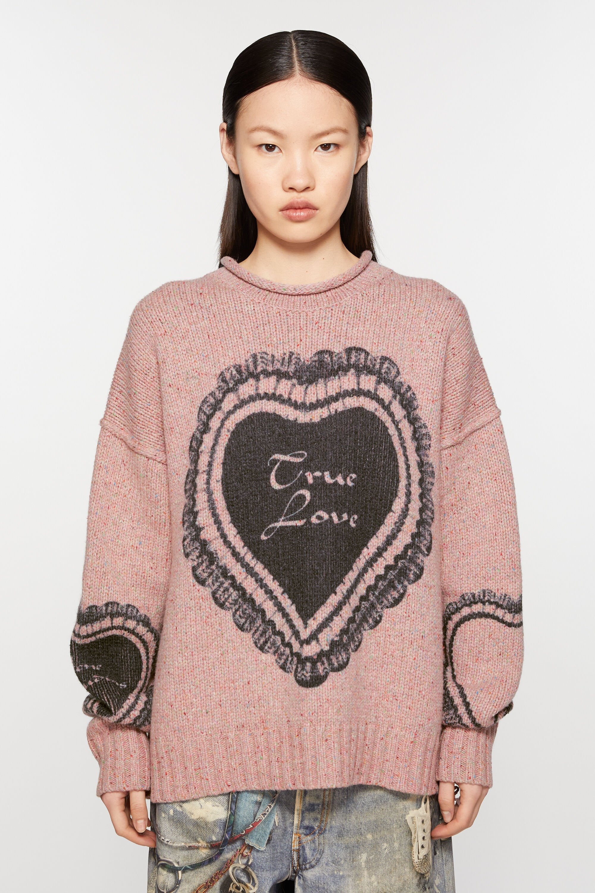 Printed wool blend jumper - Faded pink - 2
