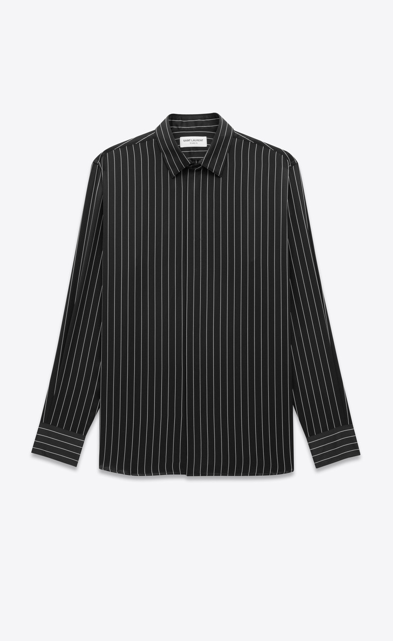 shirt in striped silk satin - 1