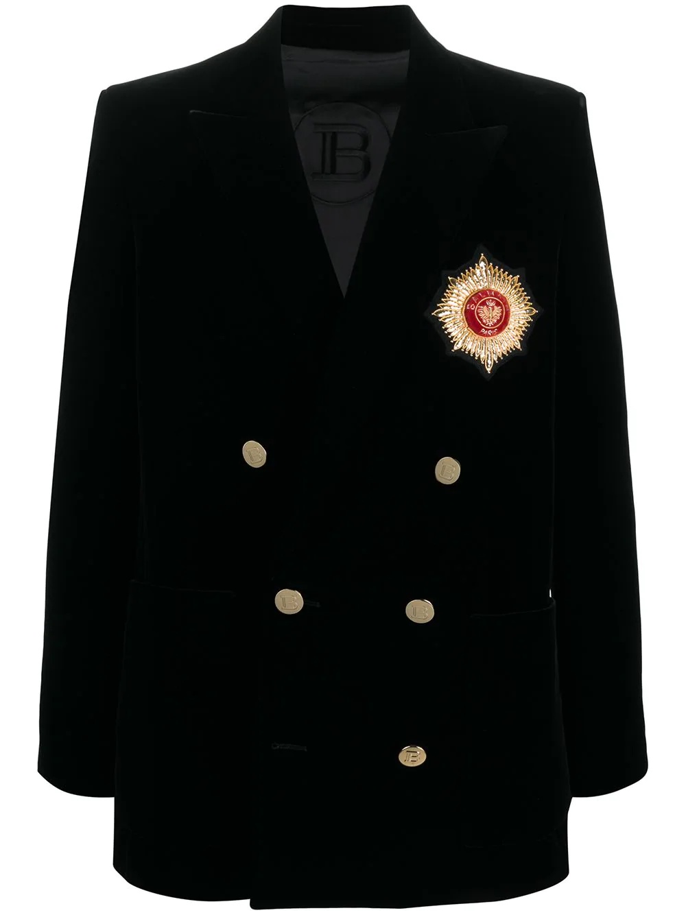 logo patch double-breasted blazer - 1