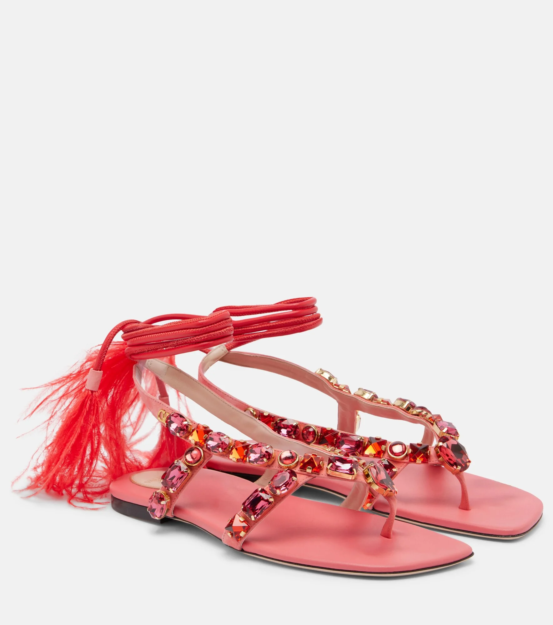 Embellished suede thong sandals - 1