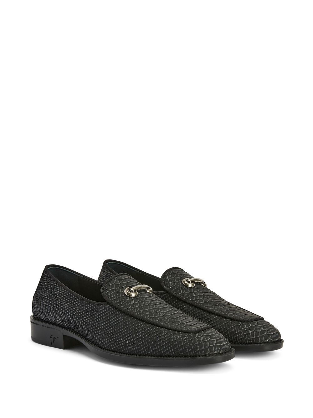 crocodile-effect leather loafers - 2