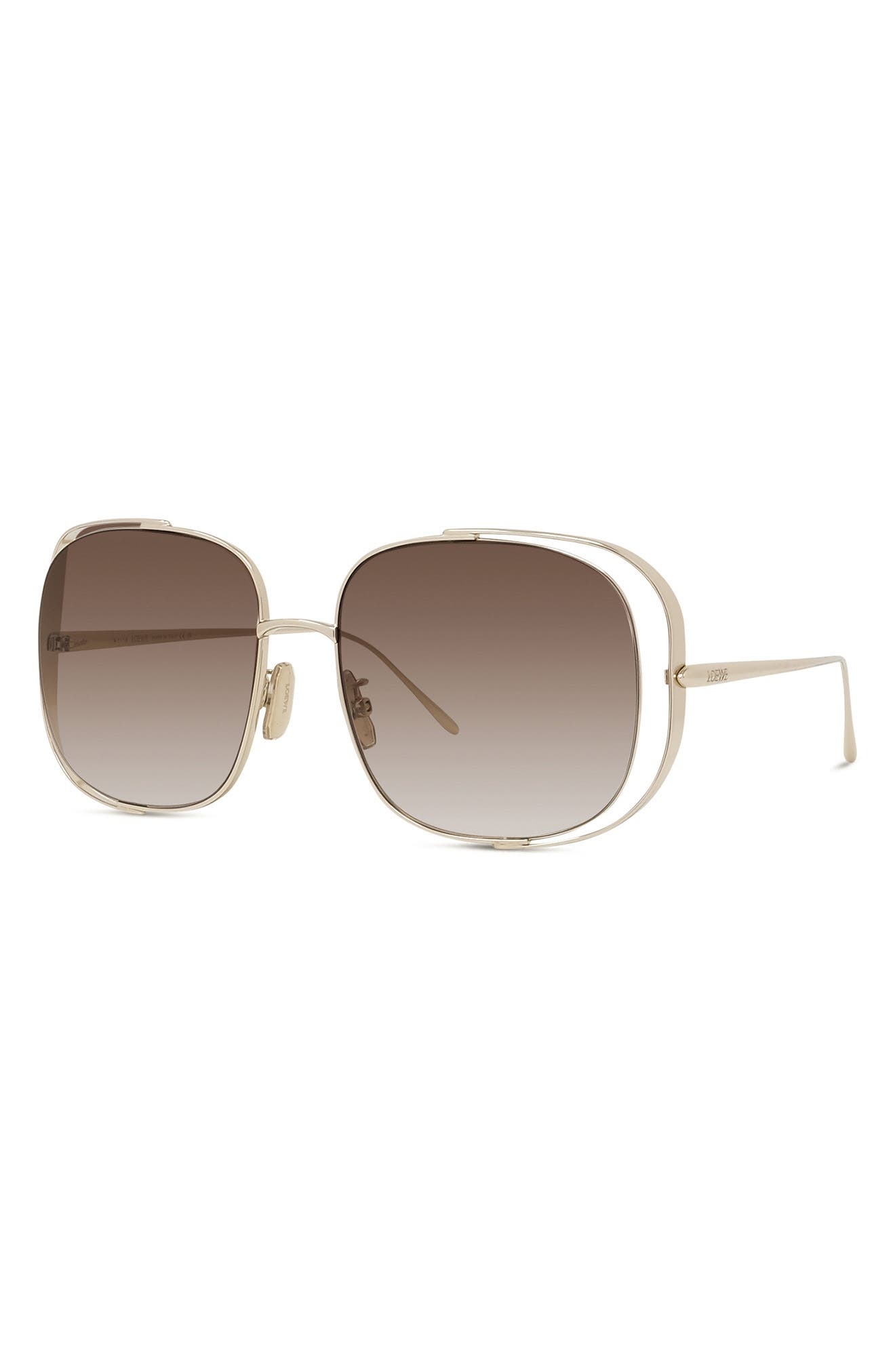 Loewe Signature 57mm Gradient Rectangular Sunglasses in Gold /Gradient Brown at Nordstrom - 2