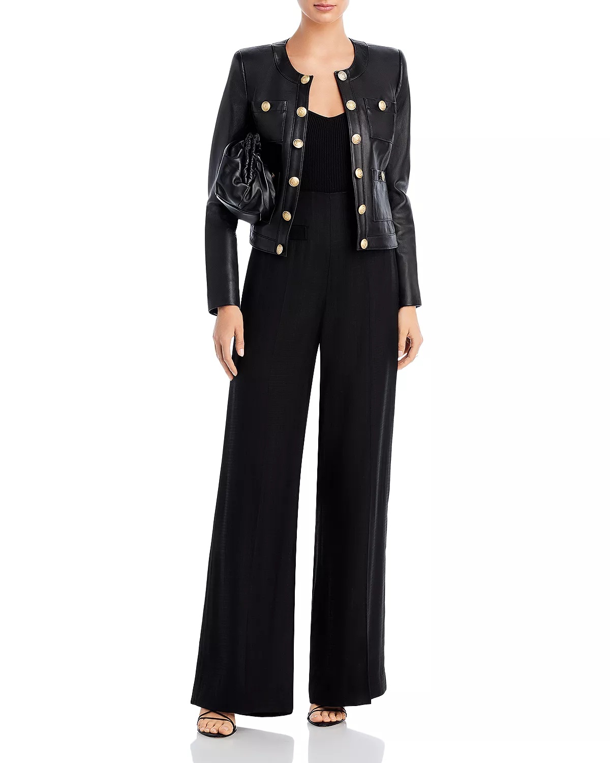 Jayde Leather Open Front Jacket - 2
