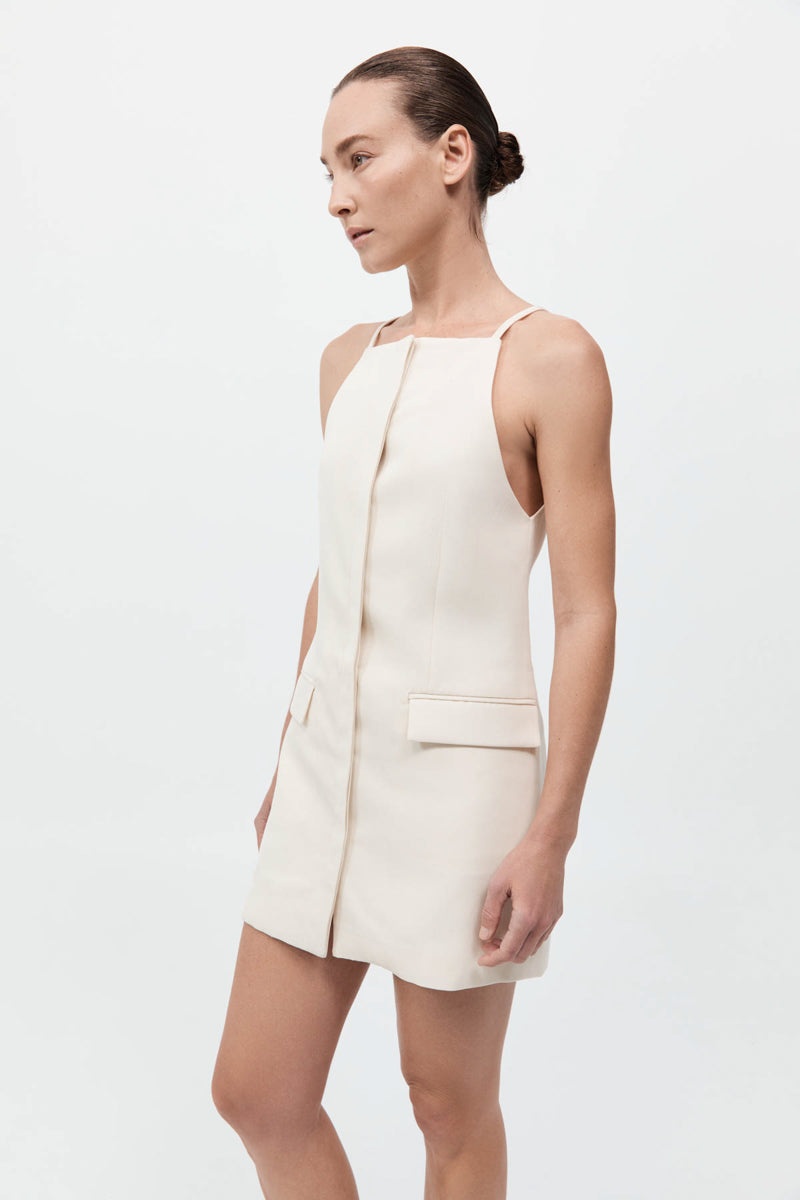Hybrid Tailored Mini Dress - Off White - 4
