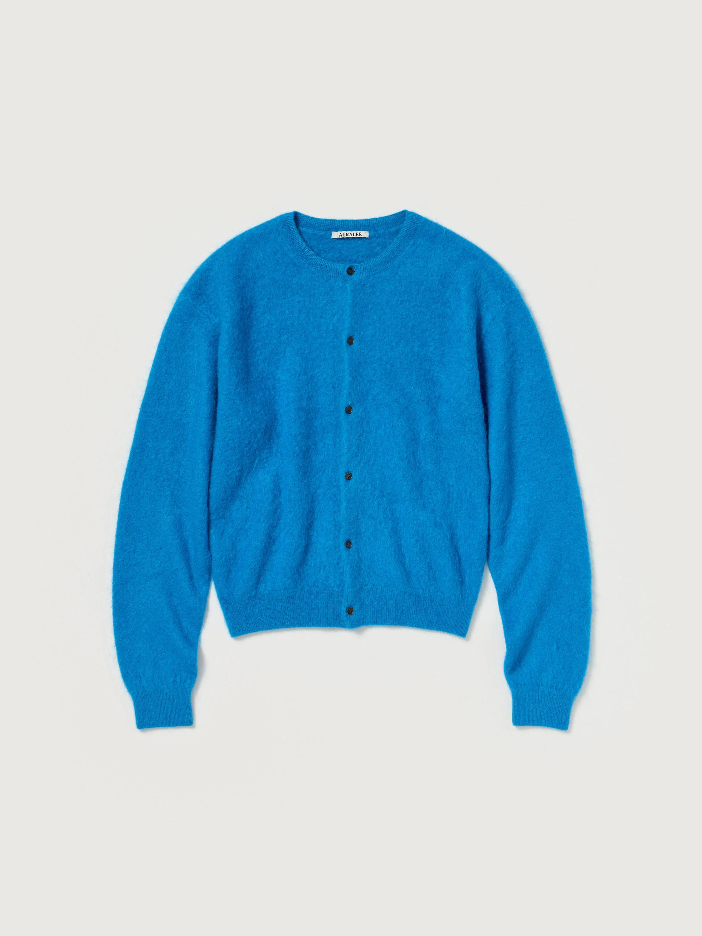 GARMENT-DYED BABY ALPACA FUR KNIT CREW-NECK CARDIGAN - 1
