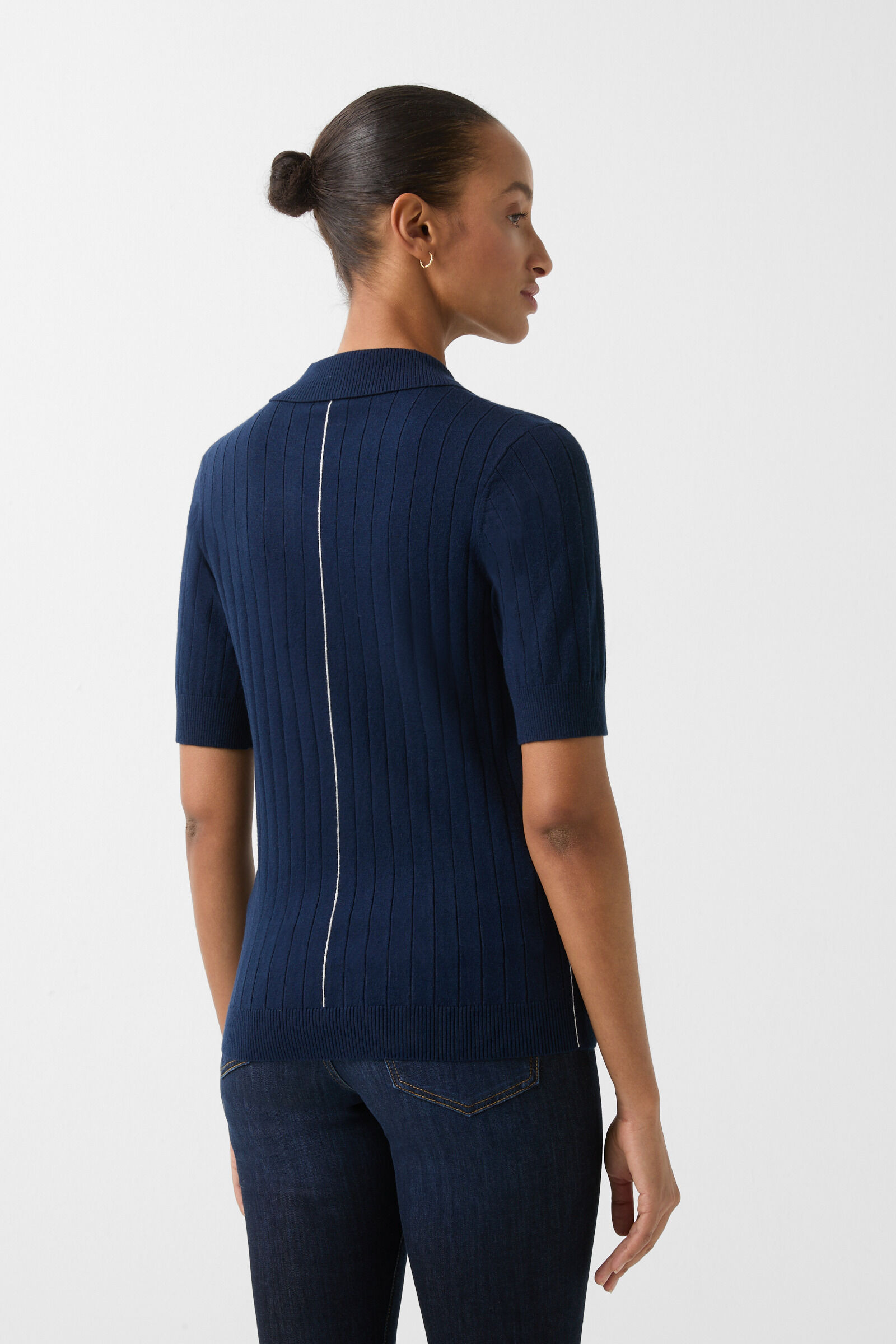 Knitted polo shirt June in Navy blue - 3
