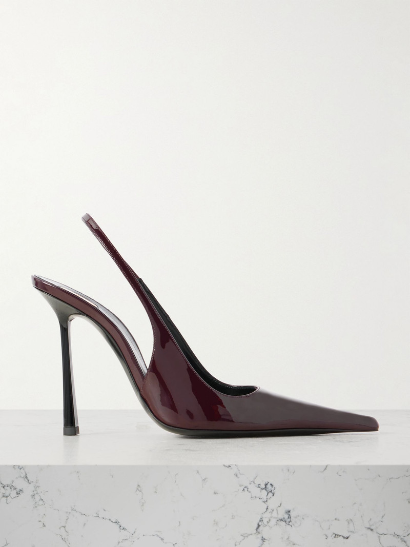 Vendôme glossed-leather slingback pumps Burgundy 1