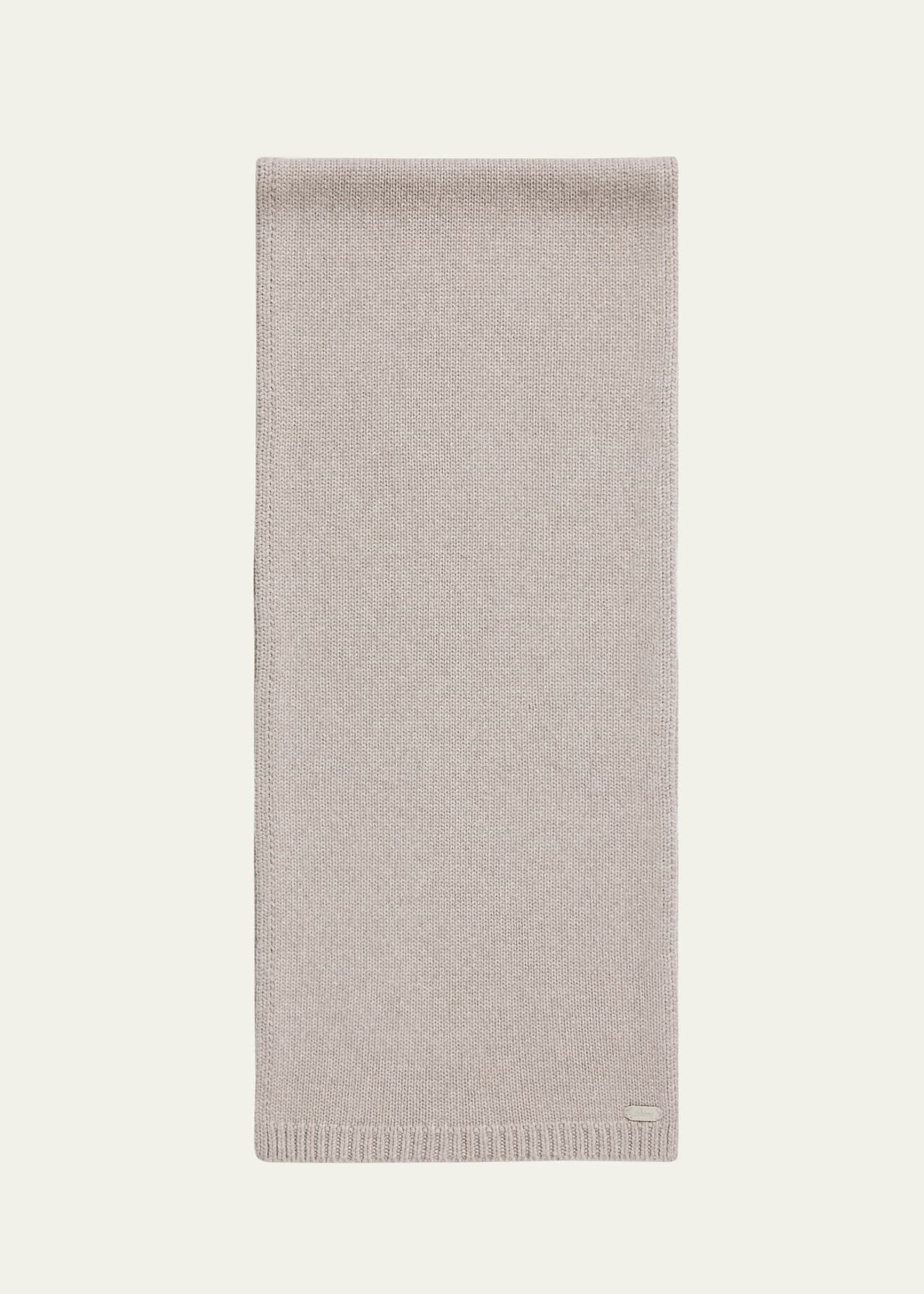 Men's Cashmere Knit Leather-Label Scarf - 1