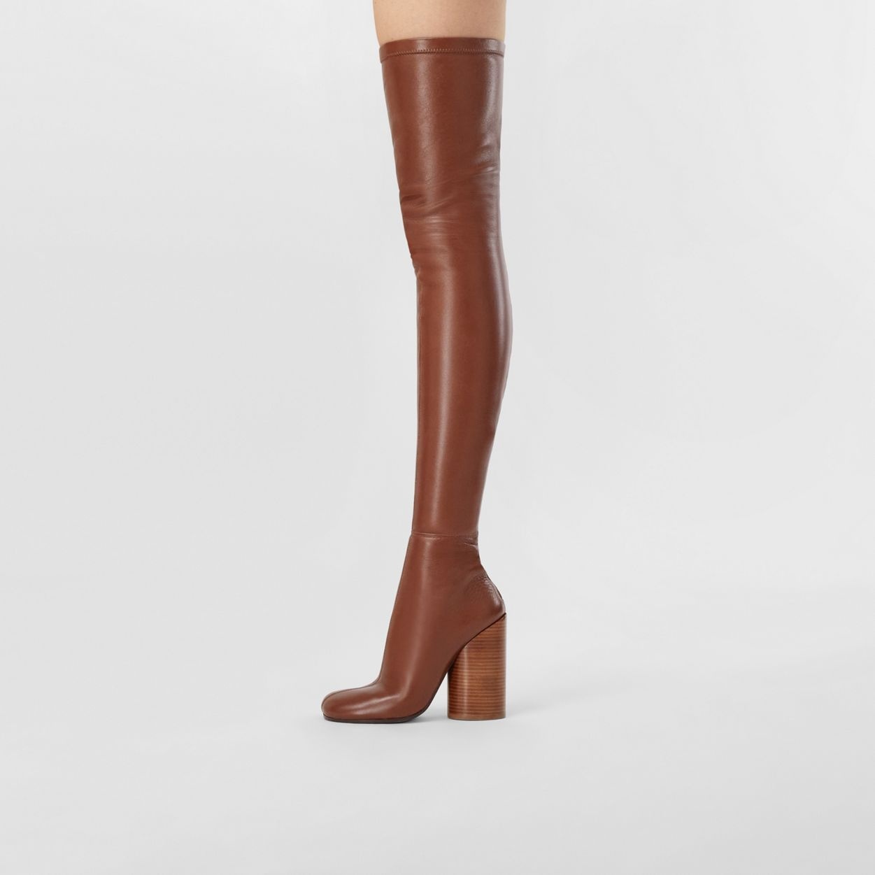 Leather Over-the-knee Sock Boots - 3