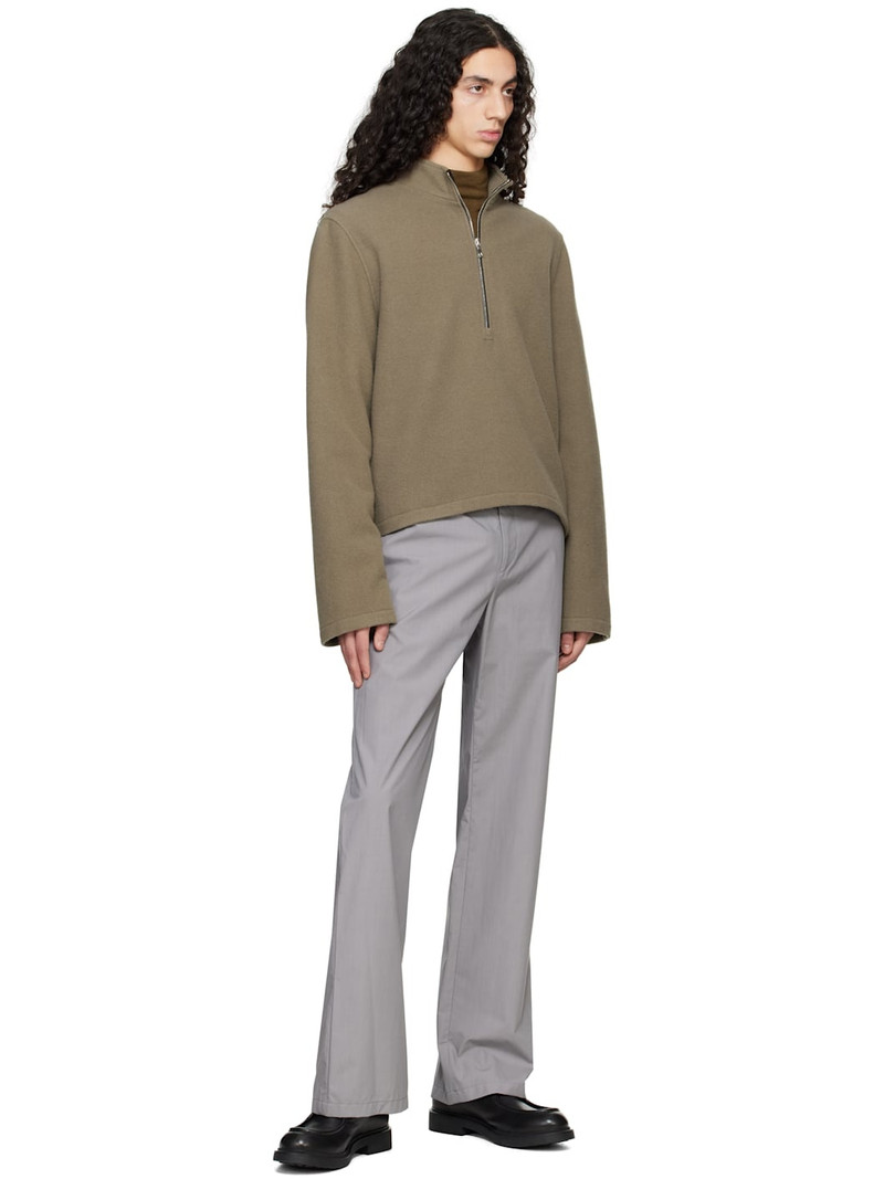 RIER Gray Popeline Waxed Trousers outlook