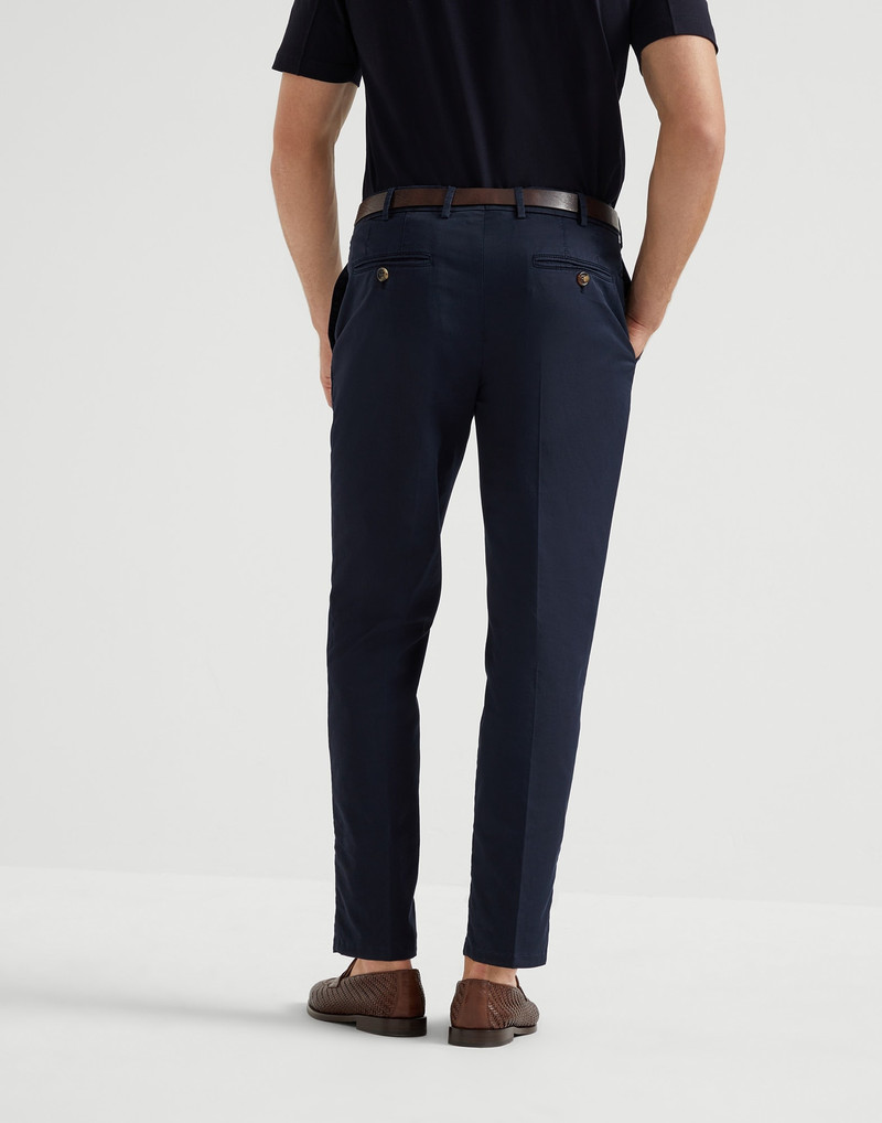 Brunello Cucinelli Garment-dyed Italian fit trousers in American Pima comfort cotton gabardine outlook