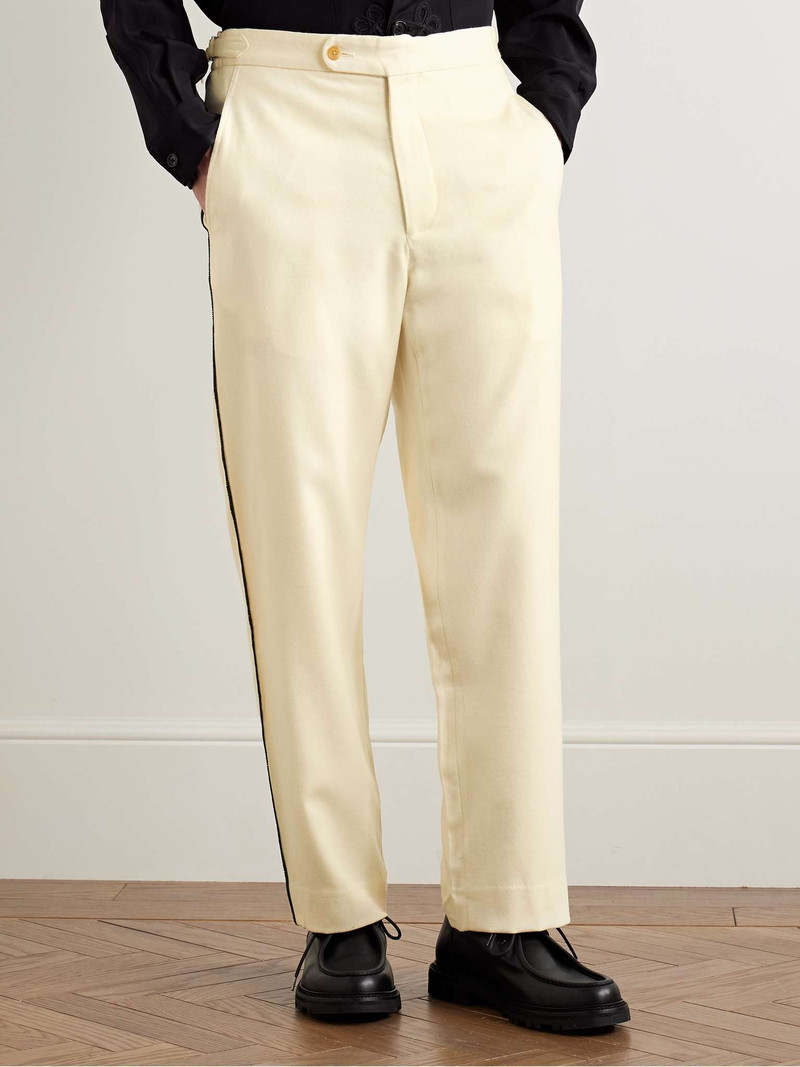 Player Straight-Leg Bead-Embellished Felted Wool-Blend Twill Trousers 3