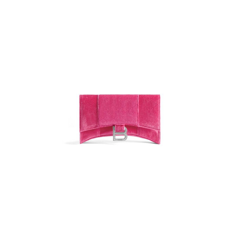 Women's Hourglass Wallet On Chain Velvet Jersey in Bright Pink 7