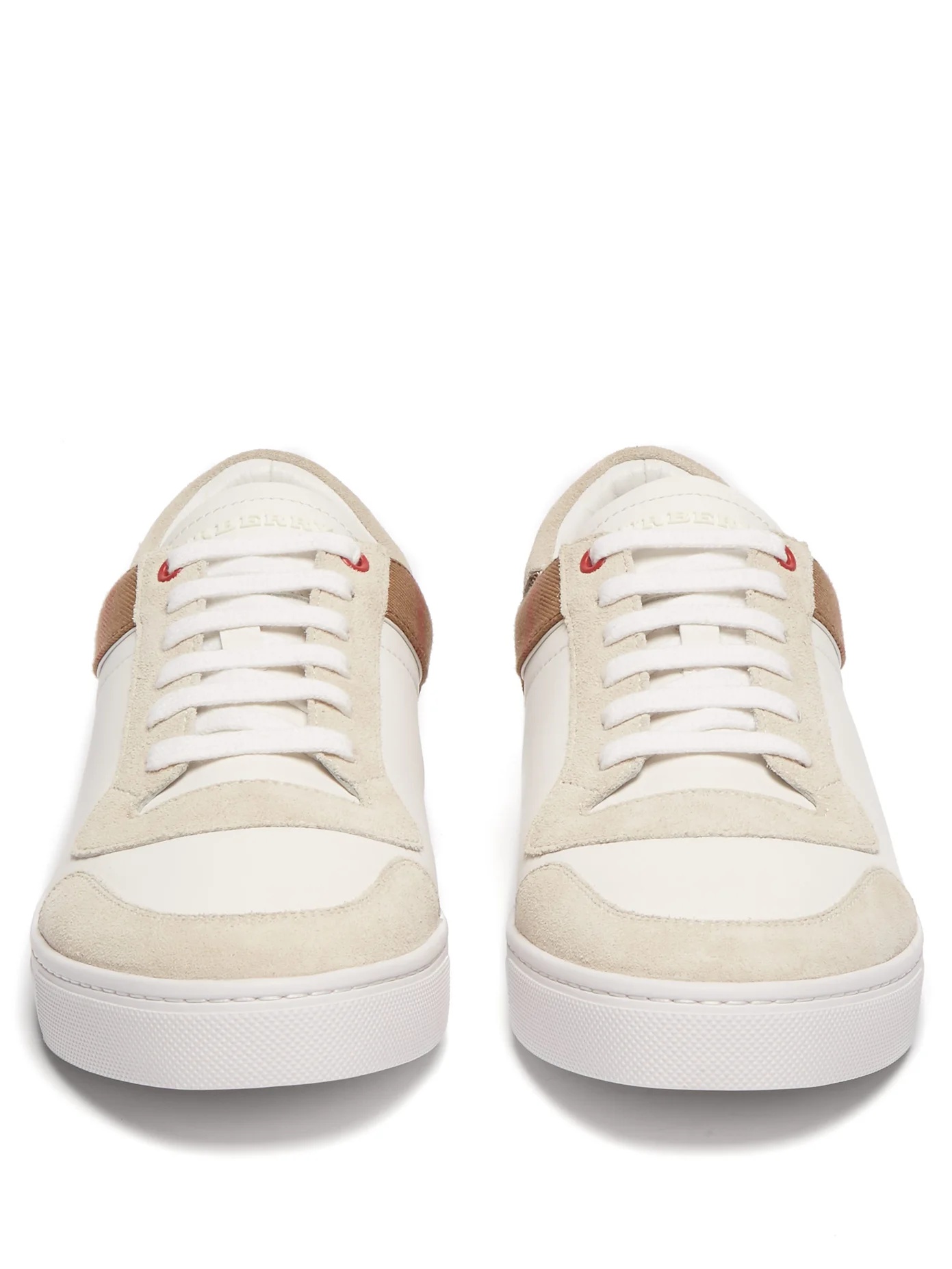 Reeth checked-panel leather trainers - 6