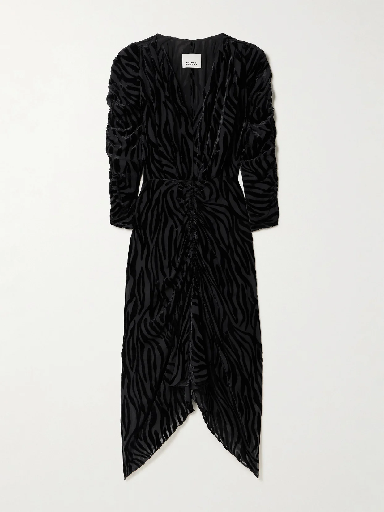 Nemil Ruched Devoré-velvet Midi Dress - 1