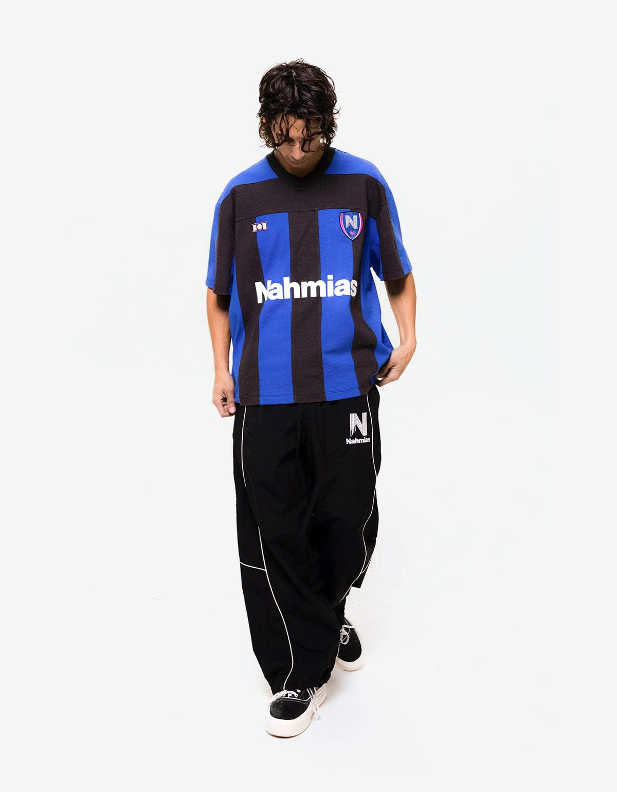 Nahmias Blue Stripe Soccer Jersey T-Shirt - 4