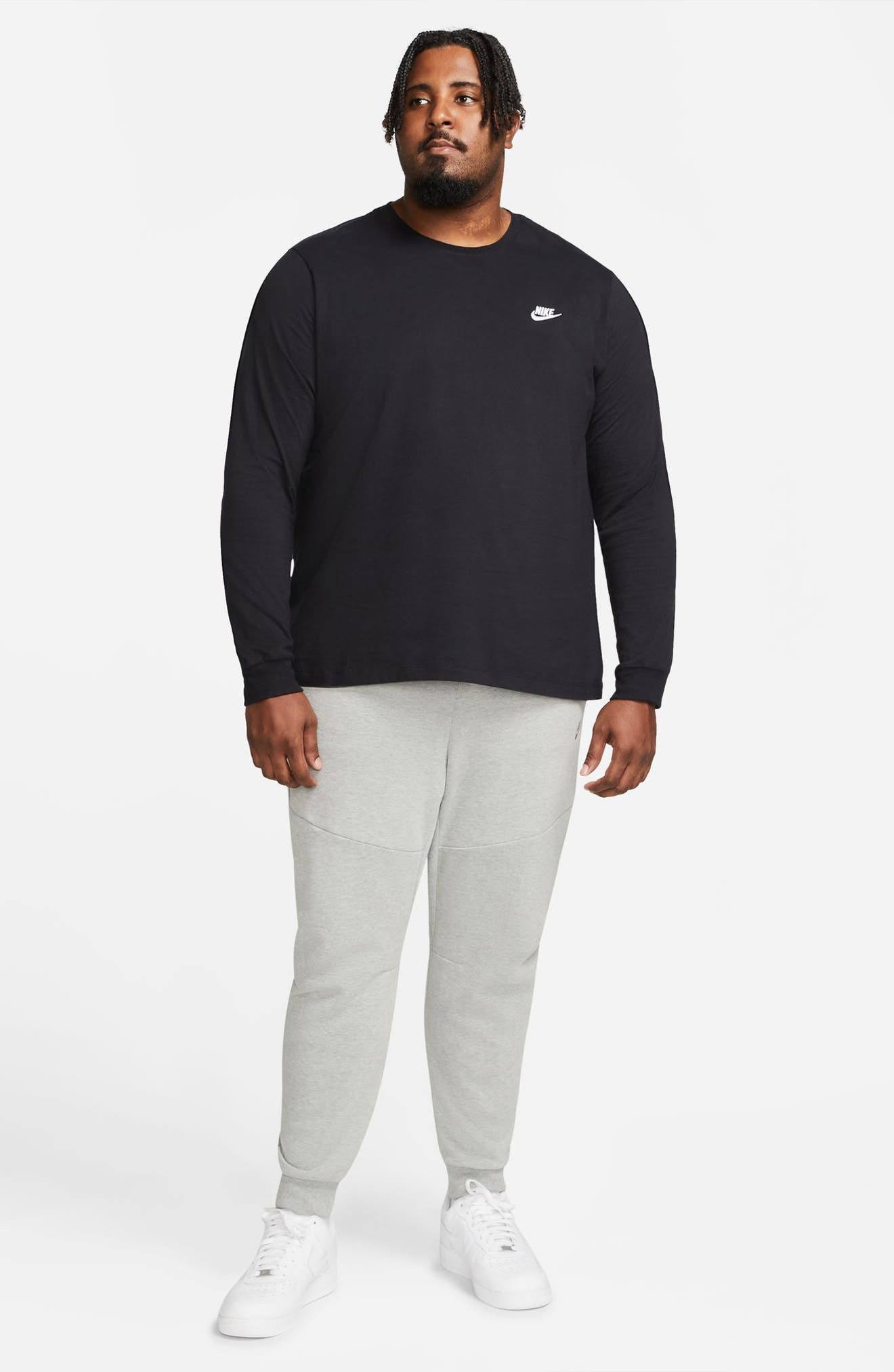 Nike Sportswear Club Long Sleeve T-Shirt in Black/white at Nordstrom - 6