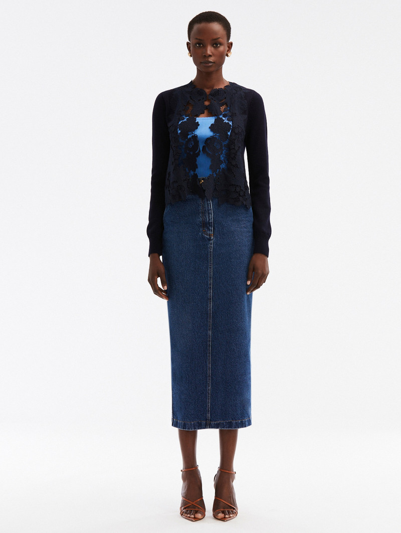 Oscar de la Renta MIXED BOTANICAL LACE CARDIGAN outlook