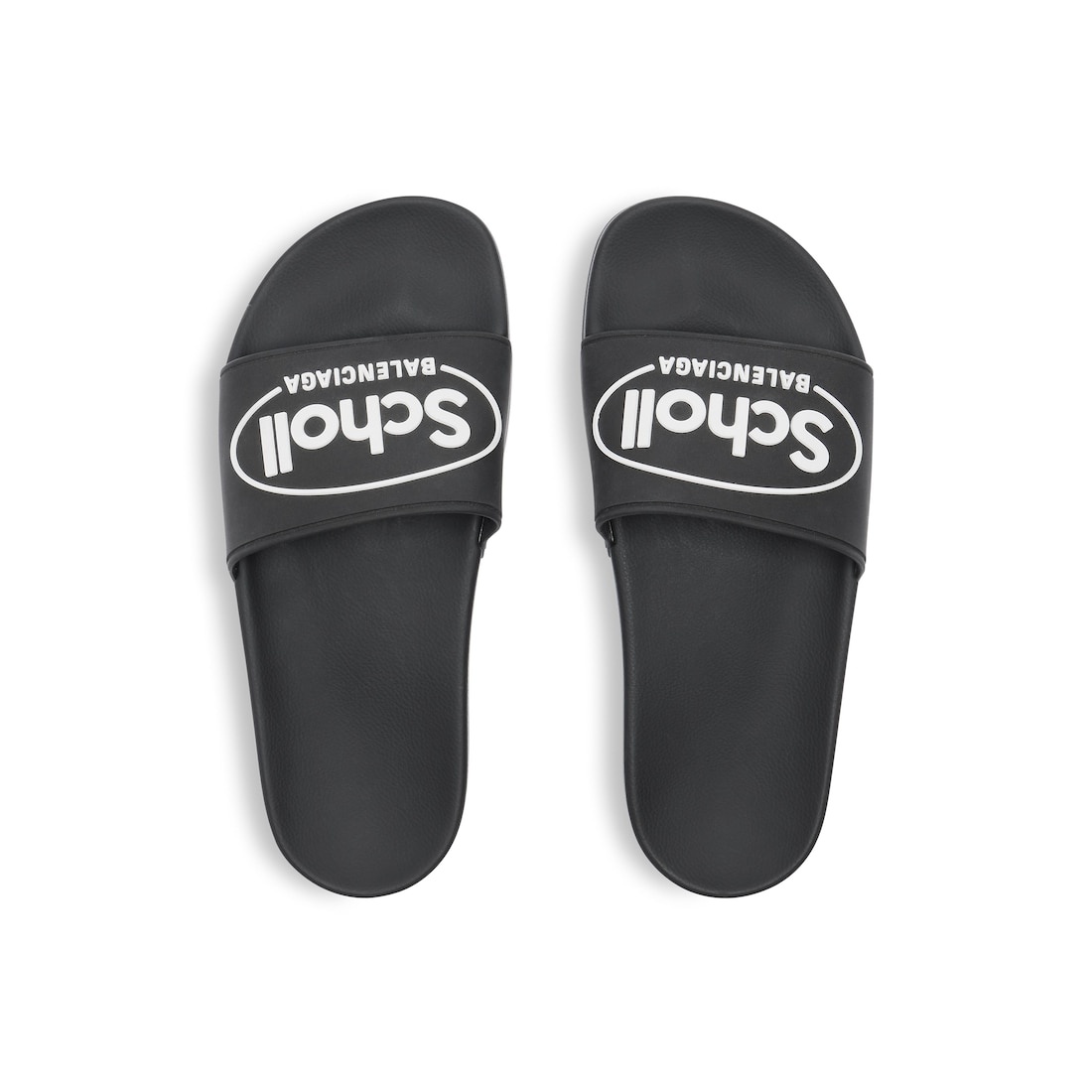 Men's Balenciaga I Scholl Pool Slide Sandal in Black/white - 6