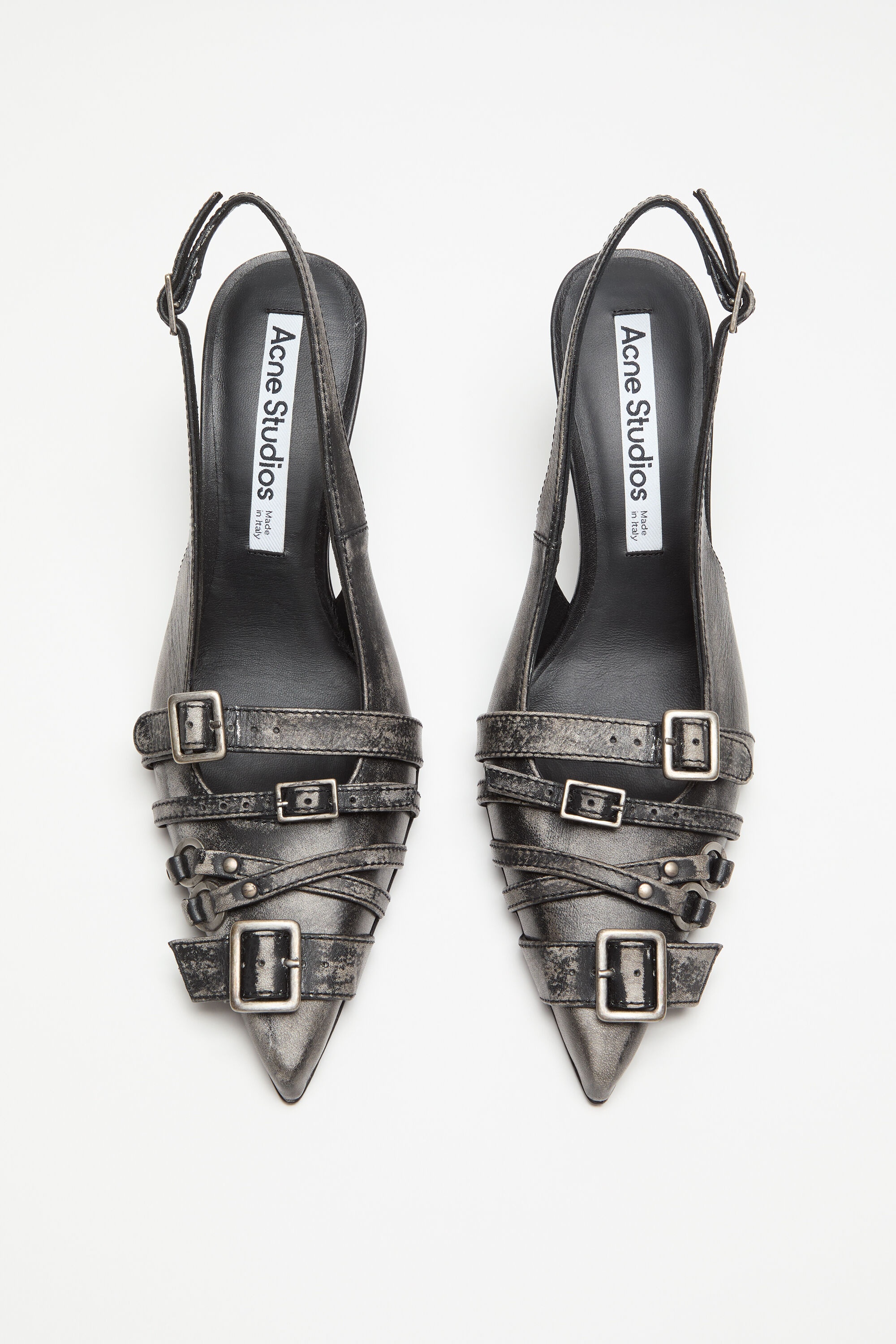 Leather heel slingbacks - Black/white - 3