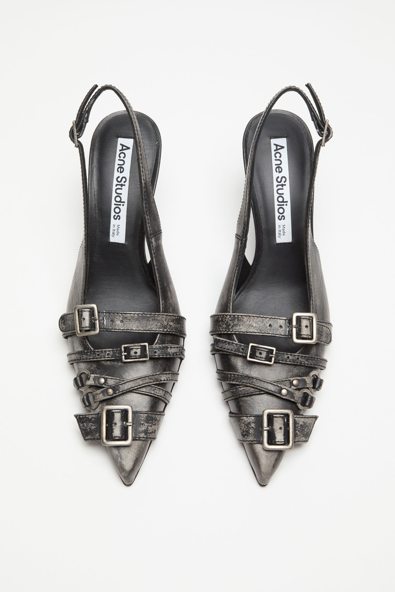 Leather heel slingbacks - Black/white 3