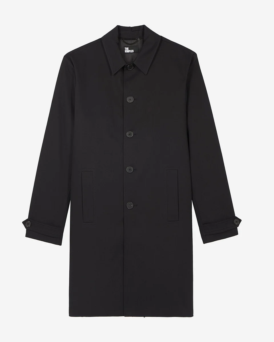 BLACK SINGLE-BREASTED TRENCH COAT - 1