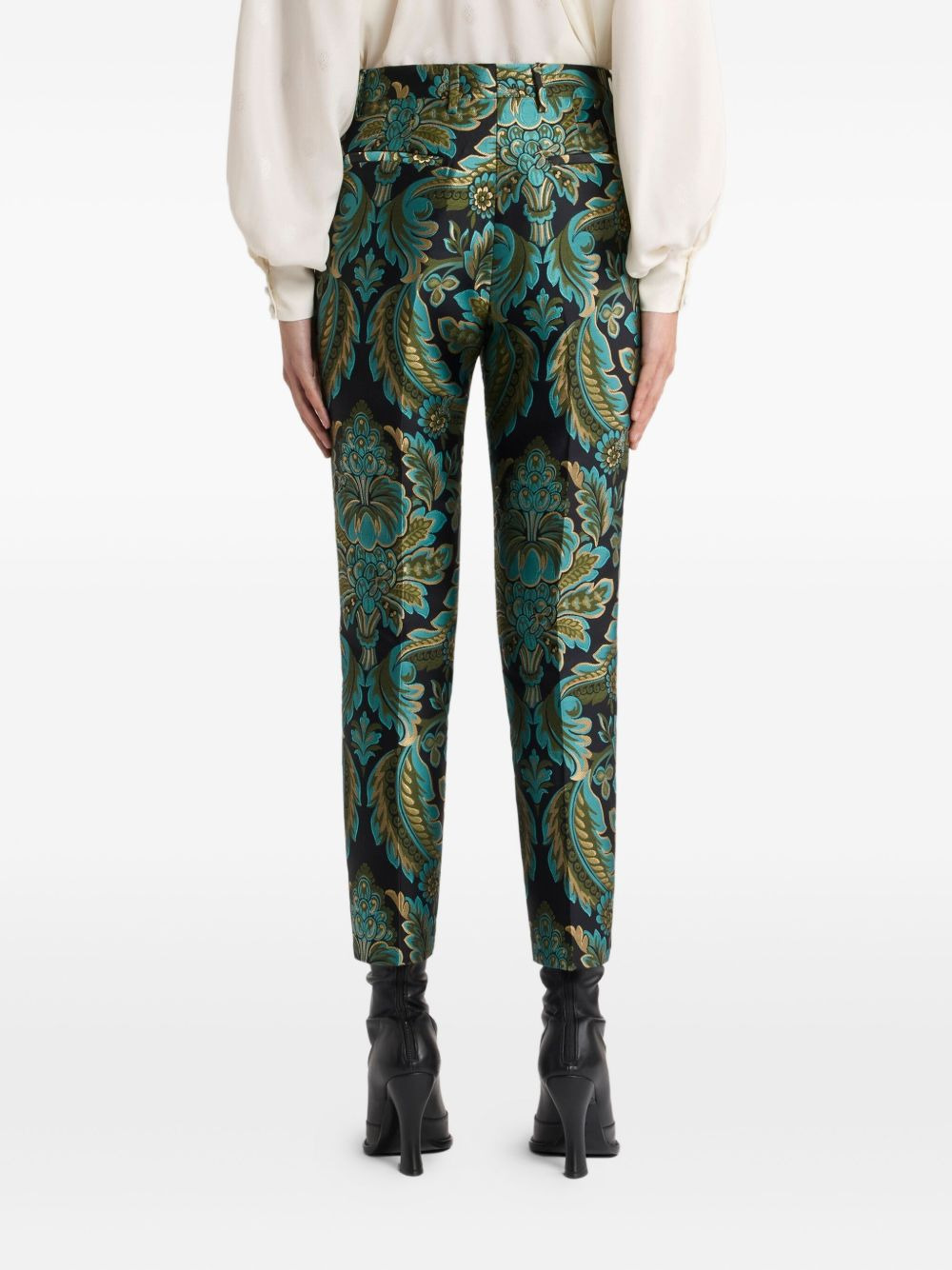 floral-bee jacquard trousers - 4