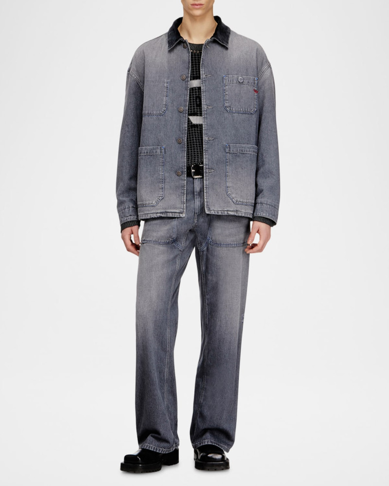 Diesel Men's D-Stack-U-L Corduroy-Collar Denim Jacket outlook