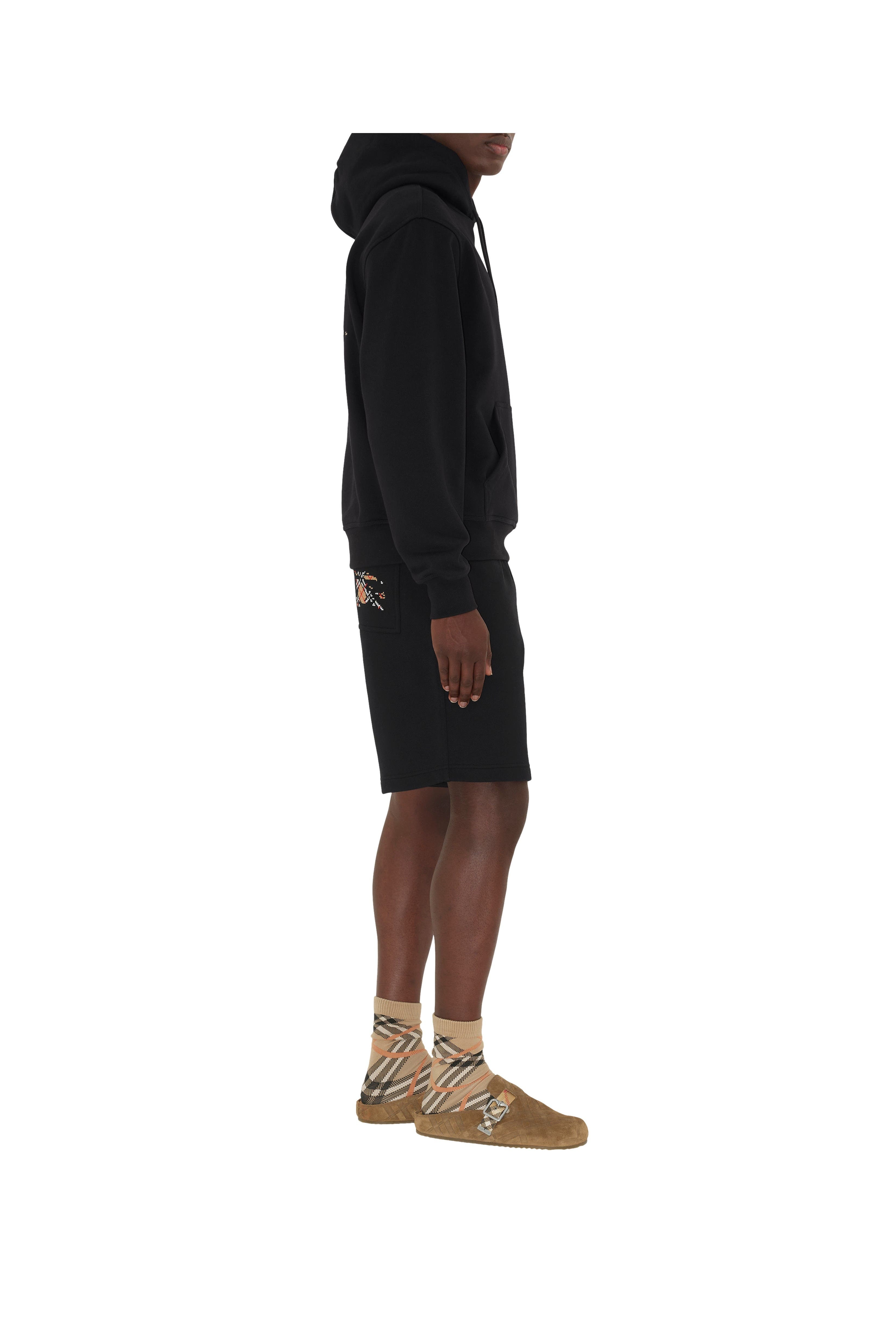burberry Cross Stitch EKD  Cotton Hoodie in Black at Nordstrom - 4