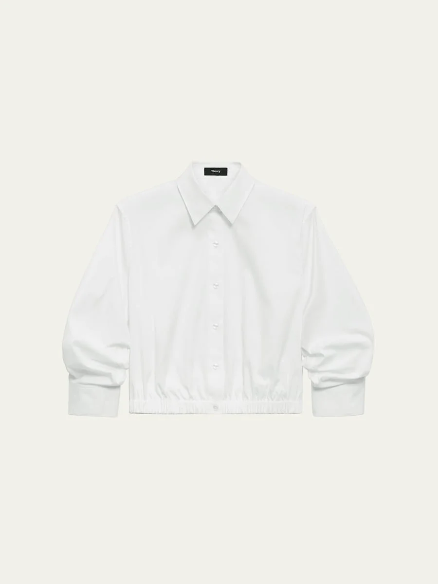 Fixed-Sleeve Poplin Top - 1