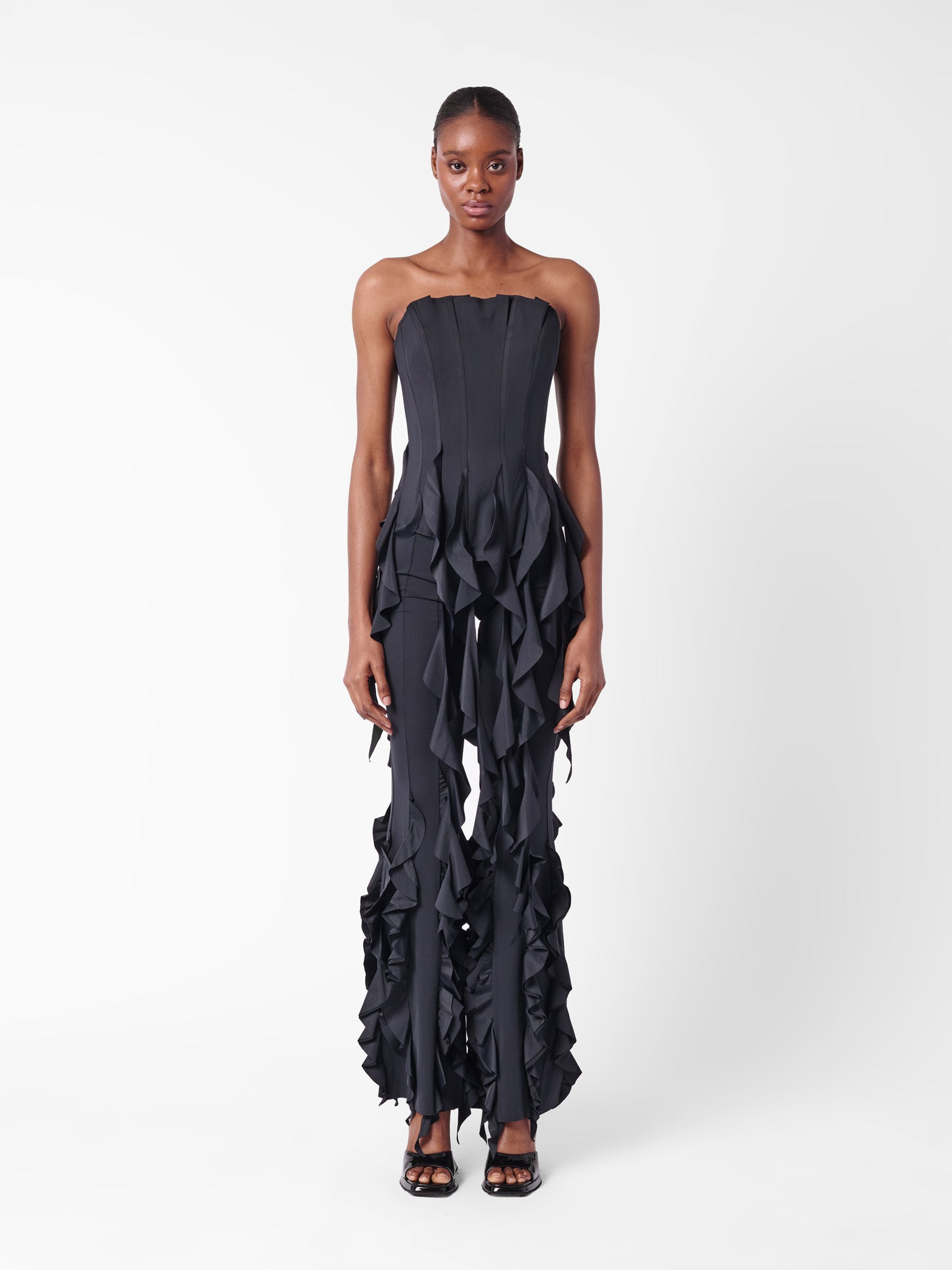 RHONDA RUFFLE TROUSERS BLACK - 2