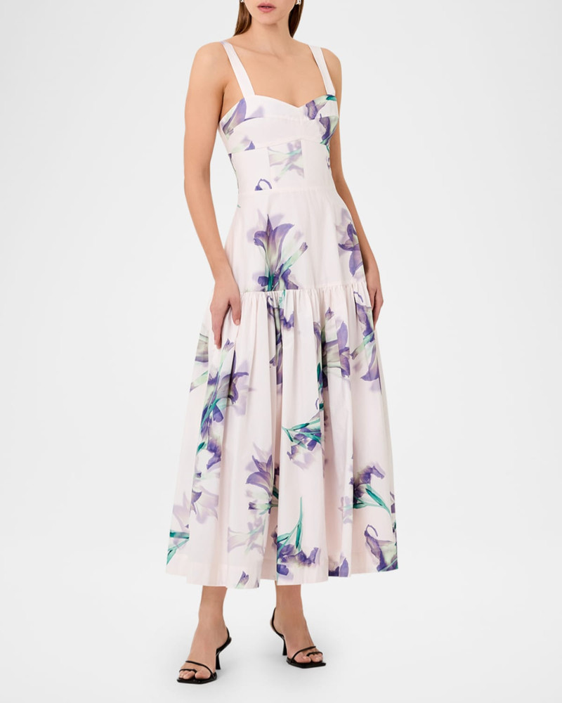 NICHOLAS Valeria Flounce Sweetheart Midi Dress outlook