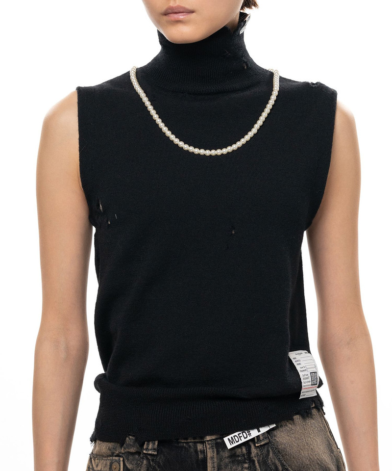 Pearl Distressed Sleeveless Knit Sweater 8