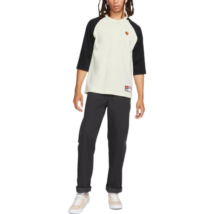 Nike Colorblock Round Neck Three-Quarter Long-Sleeve Coconut Milk T-Shirt DV1726-113 - 3