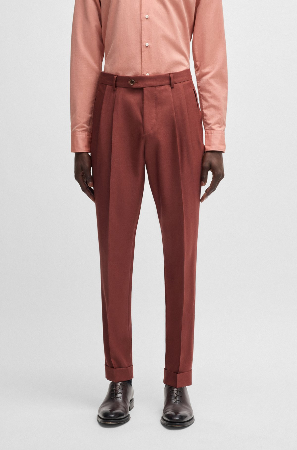REGULAR-FIT TROUSERS IN CASHMERE, VIRGIN WOOL AND SILK - 2