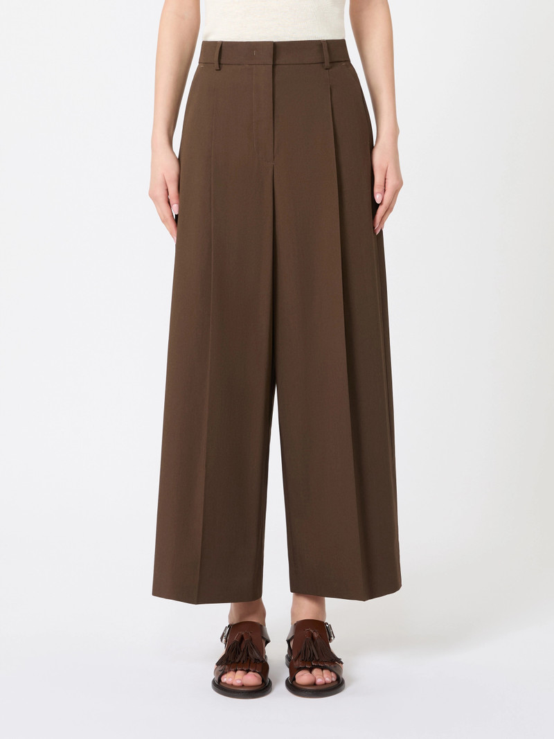 BELLICO Stretch cotton gabardine trousers - CHOCOLATE 3