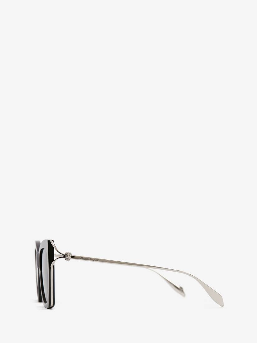 Women's Skull Hinge Soft Square Sunglasses in Black - 2