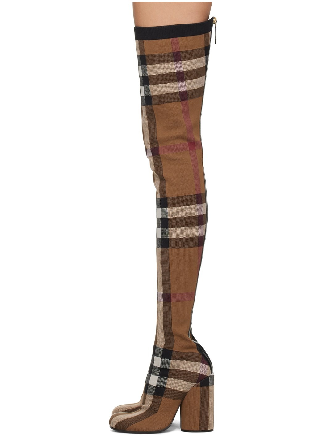 Brown Check Over-The-Knee Boots - 3