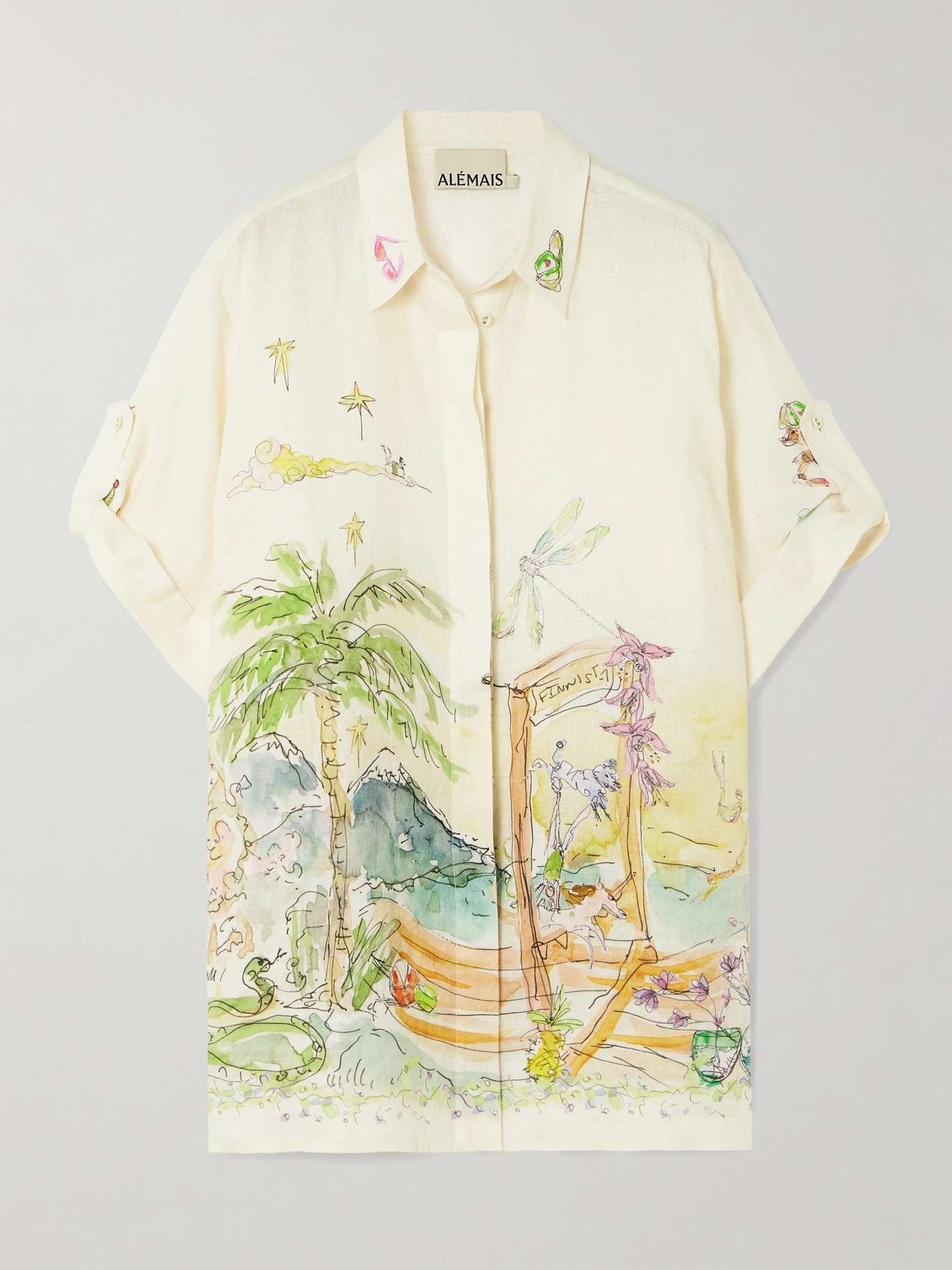 + Anouk Colantoni printed linen-gauze shirt Cream - 1