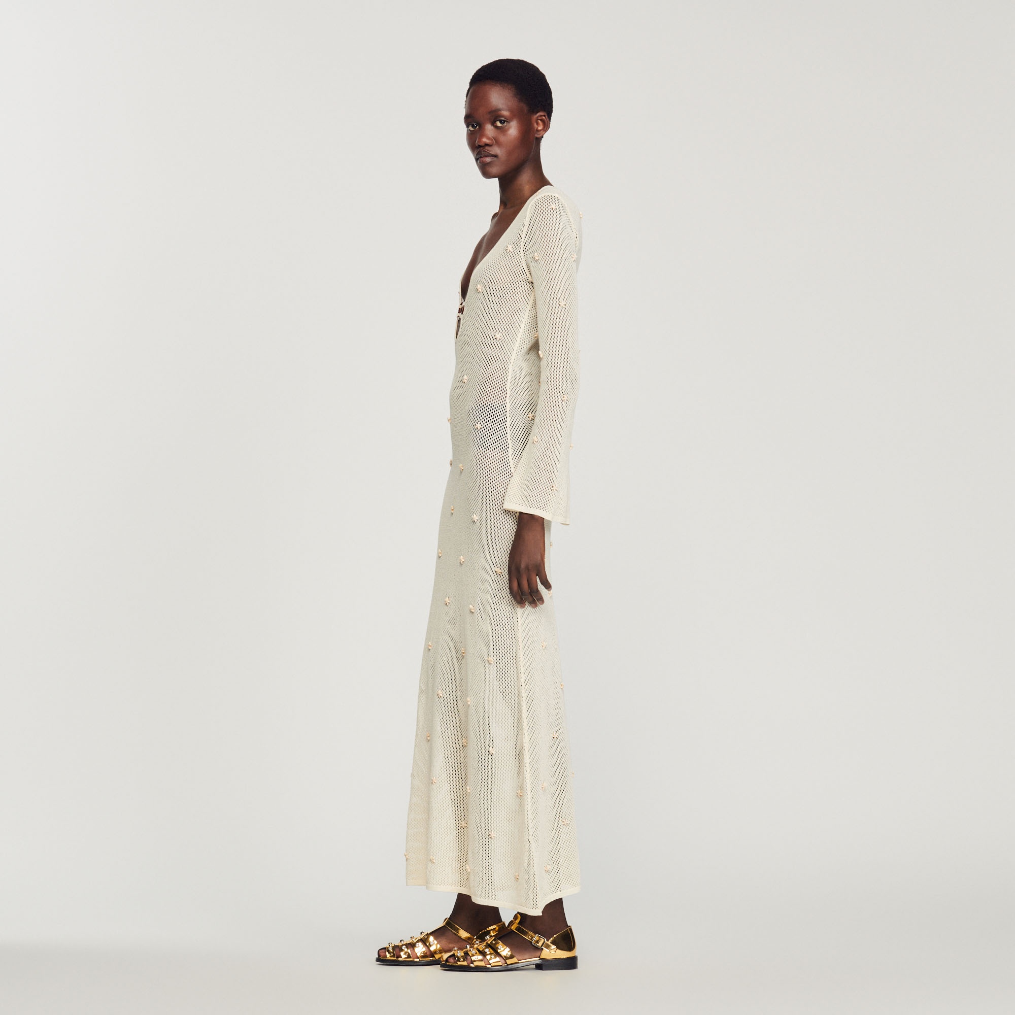 green emerald velvet dress Sandro
