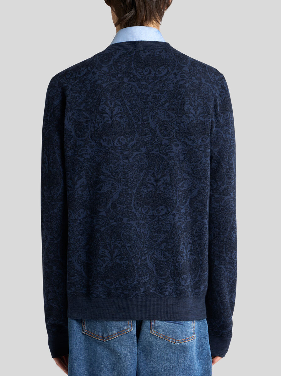WOOL AND COTTON JACQUARD JUMPER - 5