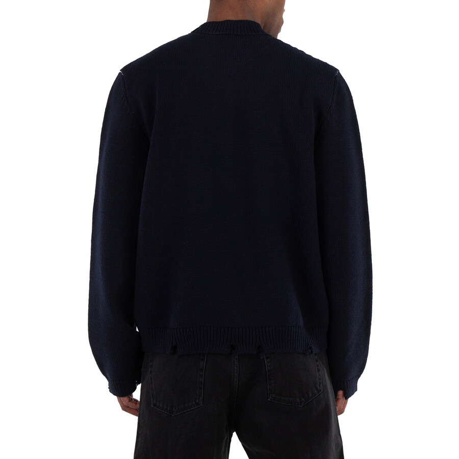 Ambush Navy Felted Knit Distressed Jumper - 6