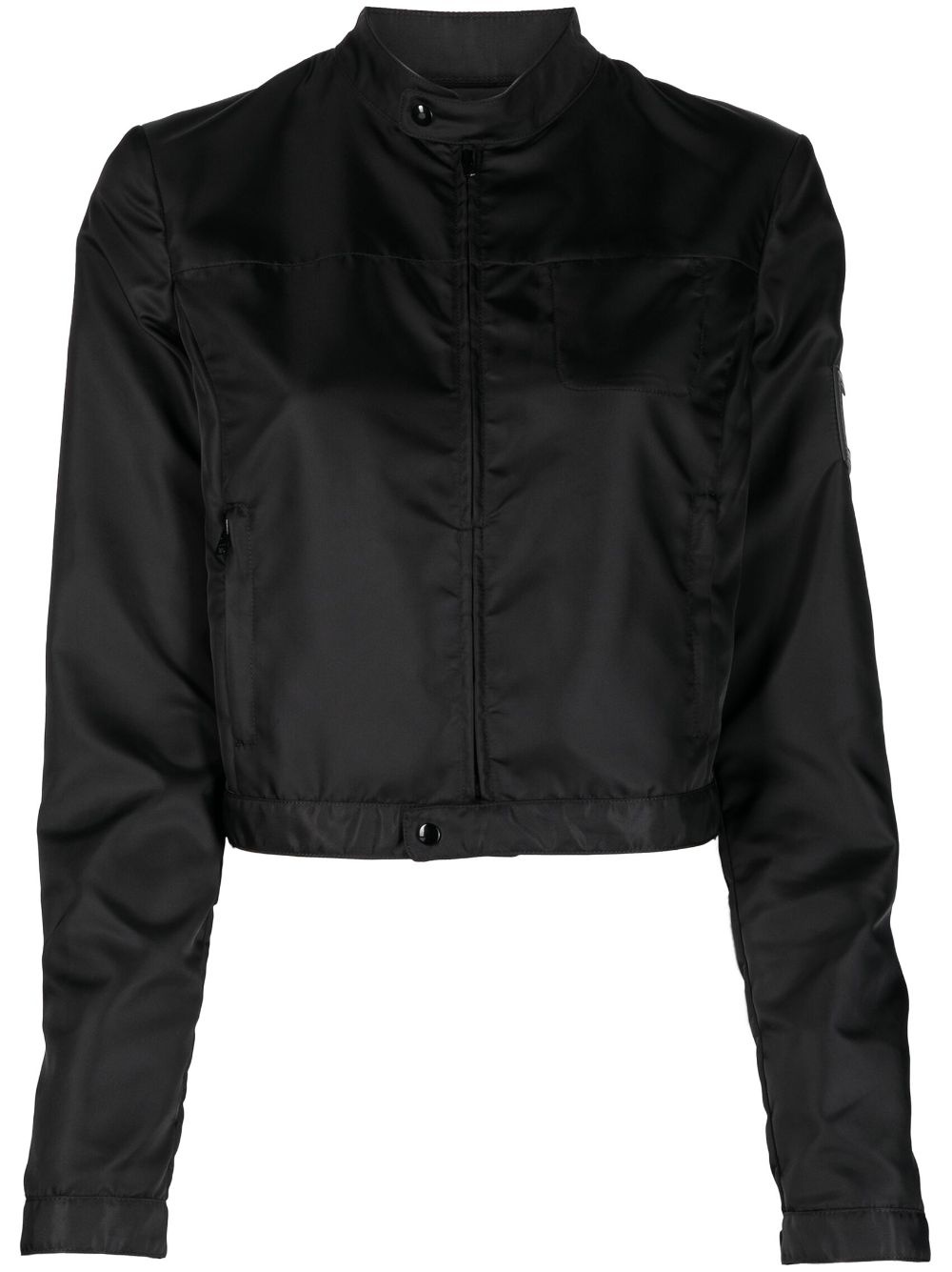 logo-patch cropped jacket - 1