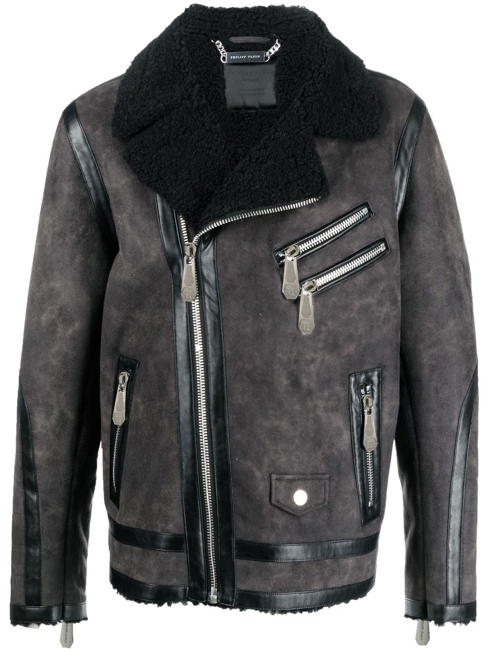 Faux-Shearling suede biker jacket - 2