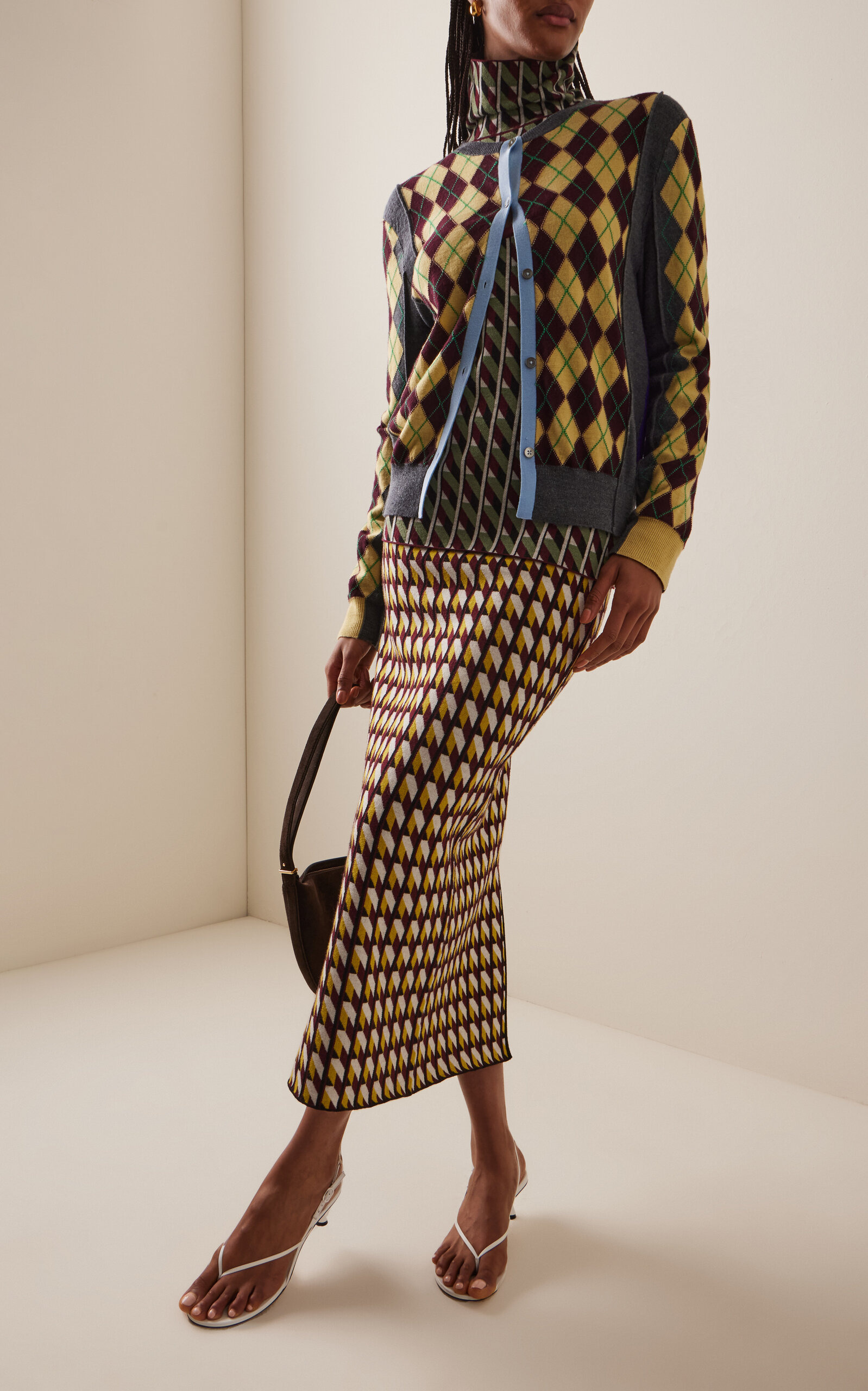 William Argyle Merino Wool Cardigan print - 2
