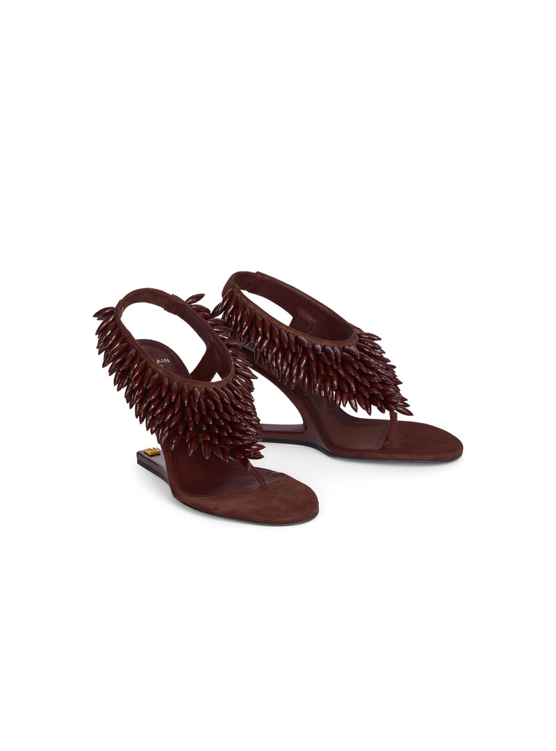 No Wedge beaded suede sandals 2