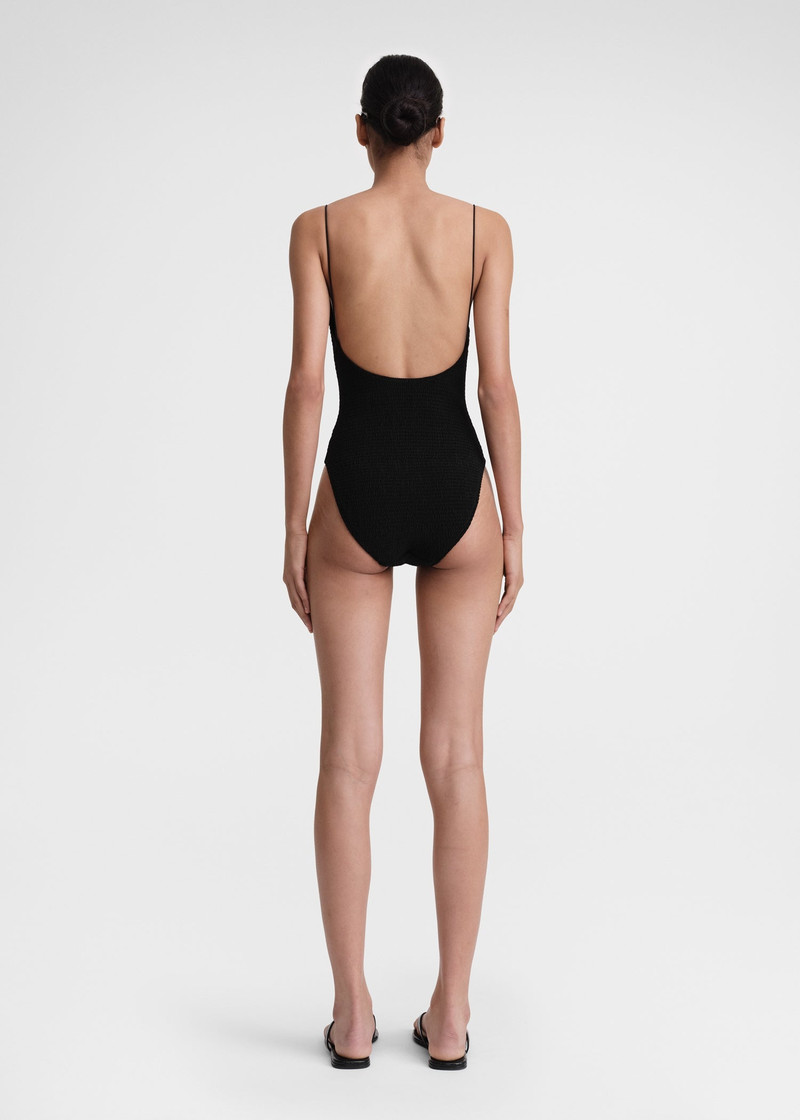 Smocked swimsuit black 4