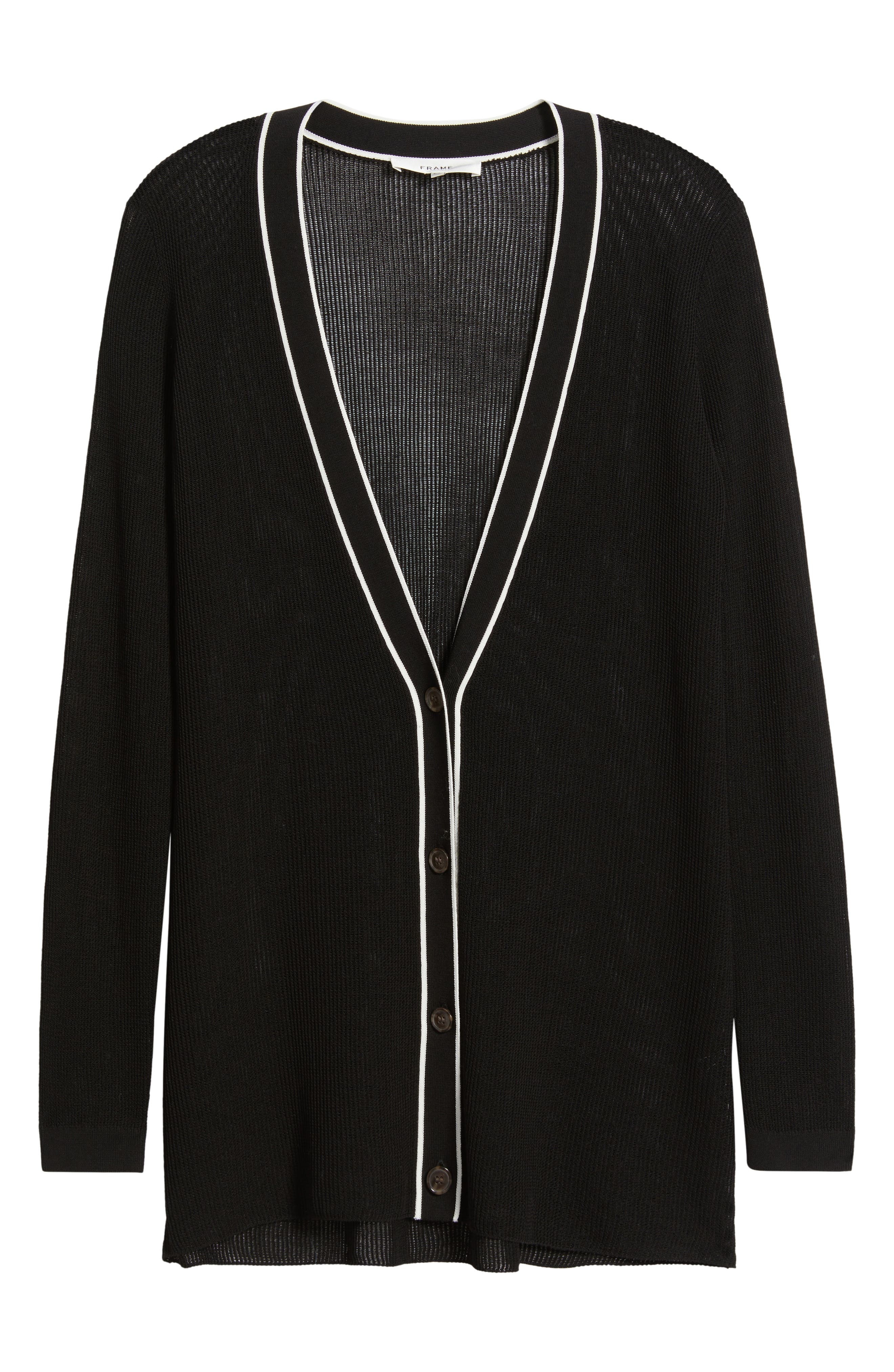 FRAME The Varsity Tipped Cardigan in Black Multi at Nordstrom - 5